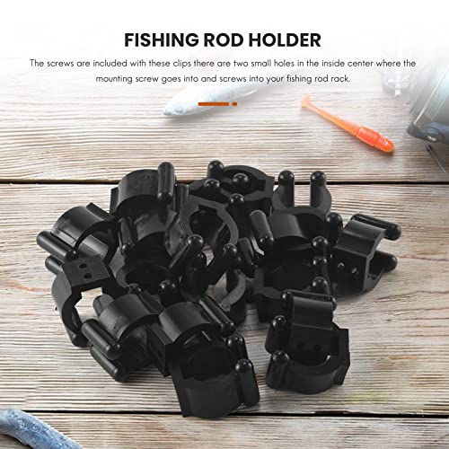 Jkjhbhged 20 Pcs Fishing Pole Rod Holder Clips Black 16Mm Inside Dia Fishing Rod Storage Clips