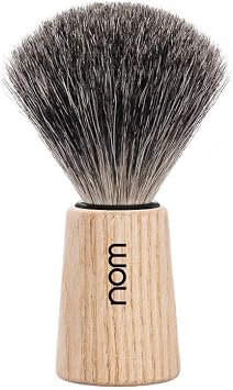 NOM Theo Shaving Brush | Pure Badger Shave Brush for Shaving soaps and creams | Exfoliating Shaving Brush| Pure Ash handle