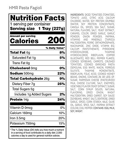 HMR Pasta Fagioli Entree, 8 oz. Servings, 6 Meals