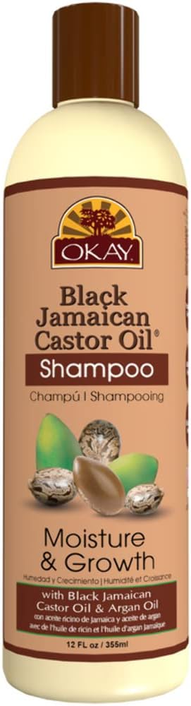 OKAY Black Jamaican Castor Oil Shampoo - Jamaican Castor Shampoo for Hair Health, Natural Moisturizing Cleanser to Strengthen & Restore Damaged Hair for Women & Men - 12 fl oz (Pack of 1)