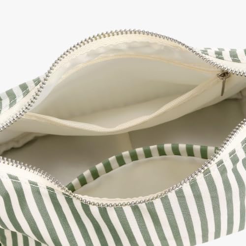 hibear Slouchy Shoulder Bag Small Nylon Meringue Bag for Women Trendy Handbag Hobo Bags for Travel Work College (Green stripes) - image 4