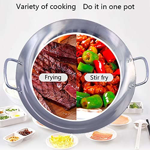 Wok de acero inoxidable con doble asa y 36cm sin recubrimiento miniatura 5