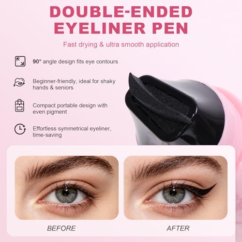 Winged Eyeliner Stamp, Doble Extremo Giratorio Negro 2PCS miniatura 4