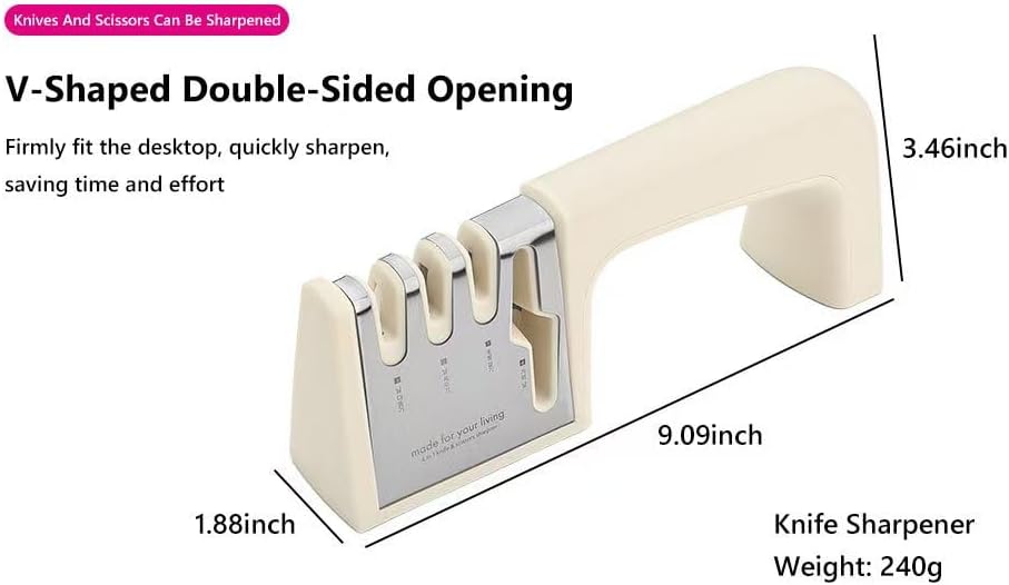 Miniatura 2 de Afilador de cuchillos doméstico afila cuchillos de cocina, cuchillos de chef, tijeras. 3 etapas con carburo de tungsteno y cerámica. Fácil de usar