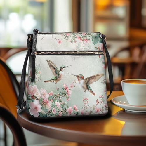 Image of Leather Women Crossbody Hobo Bag Satchel Purse Handbag with Adjustable Shoulder Strap and Zipper Pockets