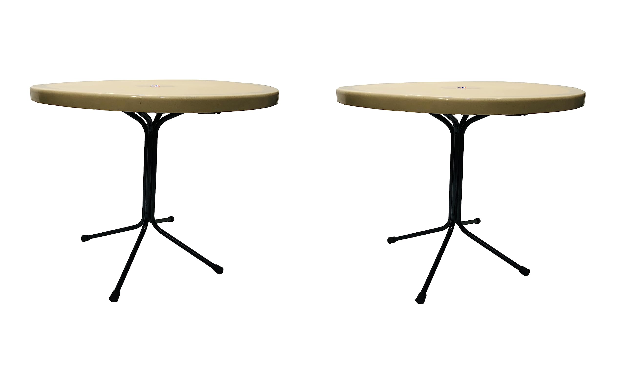PP Chair Dining Table Dining/Restaurant/Cafe Table,Sitting/Coffee Table Multipurpose Table with Plastic TOP and Iron Frame (Cream) 2PC