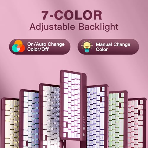 Image of for iPad mini 7 Keyboard Case A17 Pro 2024 /iPad Mini 6 Generation Case with Keyboard 2021 8.3 Inch, Pencil Holder, 7 Color Backlit Detachable Keyboard Cover for iPad mini 7th /6th Gen,Mulberry