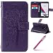 Produktbild Hpory Kompatibel mit LG G4 Schutzhülle, Katze Baum Muster Lanyard Strap Handyhüllen im Bookstyle Wallet Case Flip Cover Ledertasche PU Leder Tasche Schutzhülle für LG G4 + 1 x Hpory Stylus-(Lila)