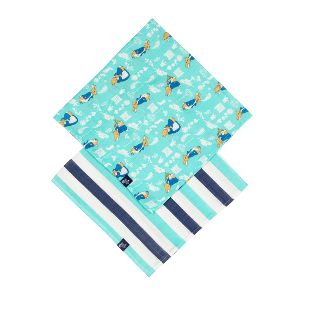 Blade & Rose Turquoise | Peter Rabbit In The Garden 2 Pack Muslin Squares