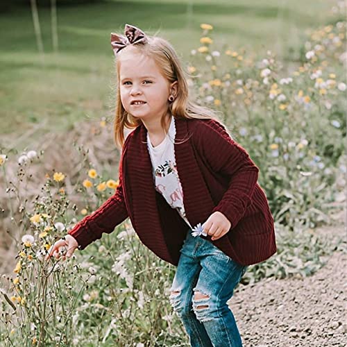 Toddler Kids Girls Knitted Sweaters Solid Color Casual Cardigan Sweater Fall Winter Long Sleeve Coat Child2