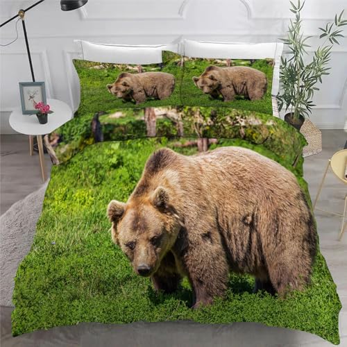 Housse de couette ours brun parure de lit 90x190 douce facile à laver - 6