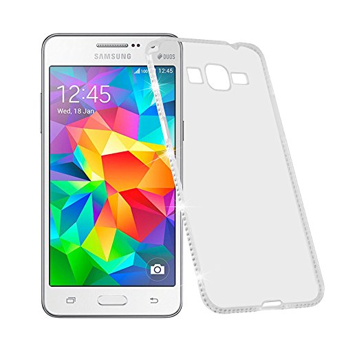 cadorabo Coque pour Samsung Galaxy Grand Prime Transparent Design Strass pailleté Gel Silicon TPU Etui Samsung Galaxy Grand Prime Housse de Protection Anti...