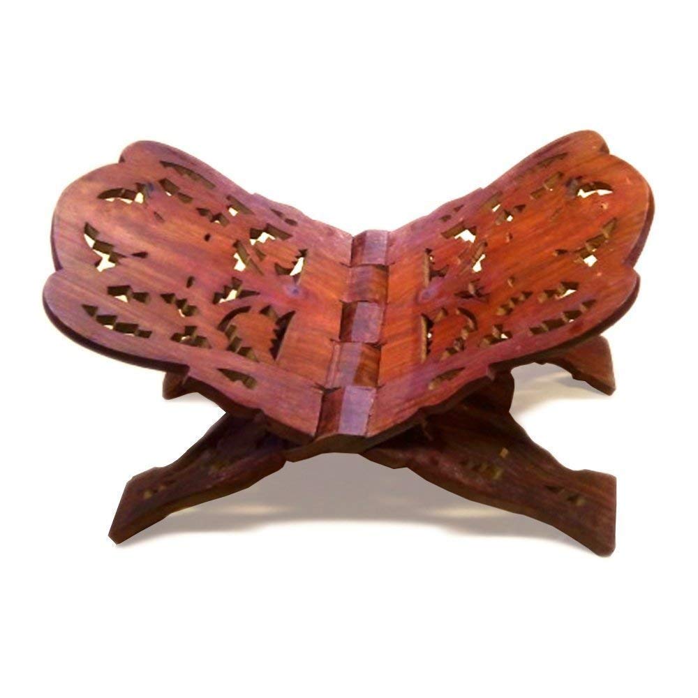Kundi Wooden Hand Carved Holy Book Stand for Quran, Bible, Gita, Ved, Guru Granth Sahib (Brown)-image-44