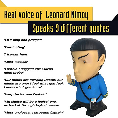 FAMETEK Star Trek: TOS - Mr. Spock 6” Talking Bluetooth Figure Speaker with Sound Effects, Microphone and Authentic Spock Quotes