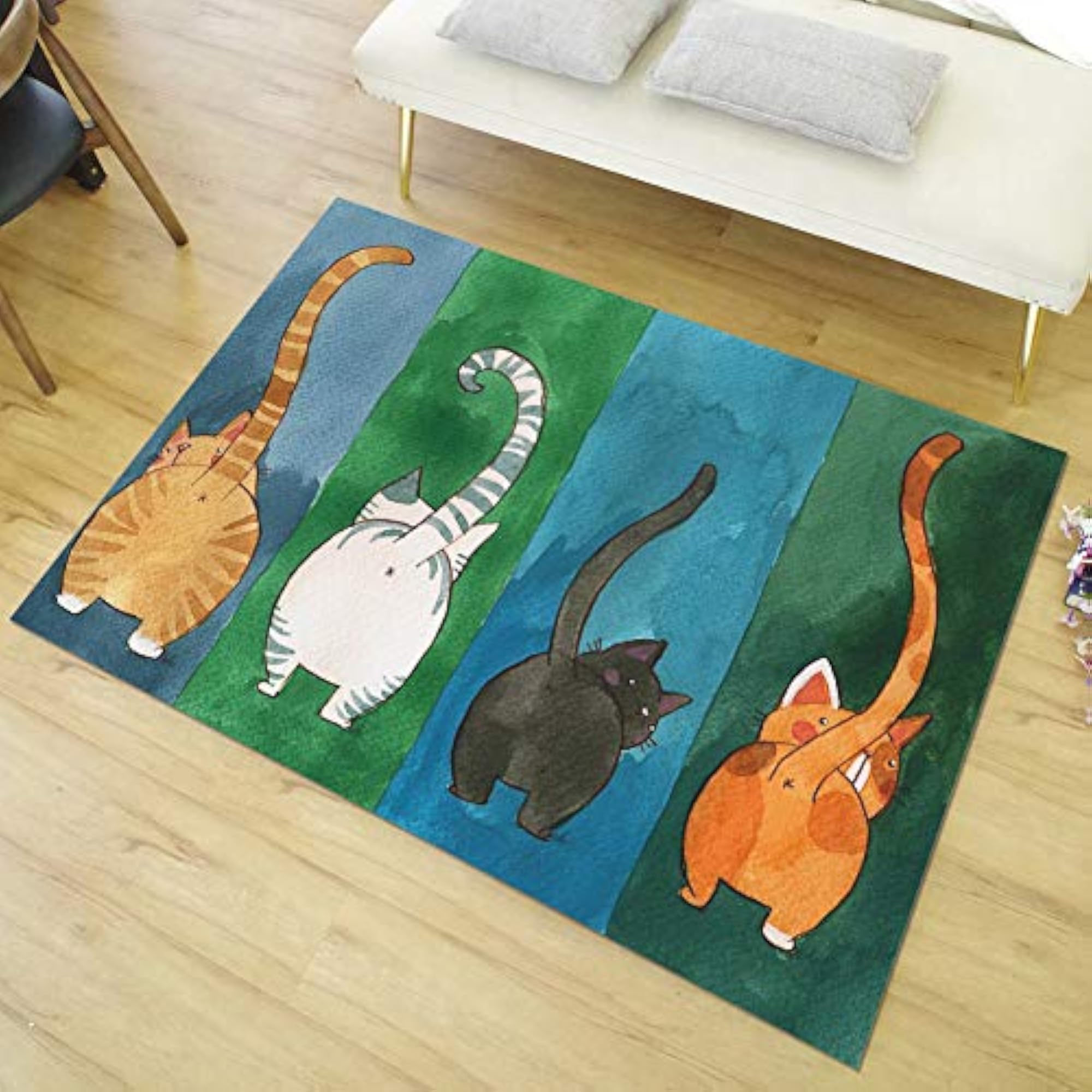 Sturdy Elegant Cat Pattern Doormat for Bedroom 45x70cm