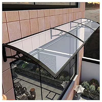 ZHANGQINGXIU Window Door Awning Canopy, Roofing Canopies Rain Snow Shelter Modern Polycarbonate Cover Silent Material Outdoor Front Door Patio Awning Reinforced Aluminum Alloy Bracket (Color : Clear