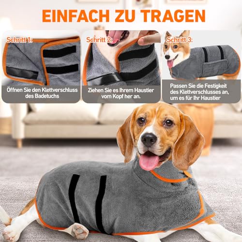 Bademantel Hund Klein, Hundebademantel Kleine Hunde,Hund Bademantel,Mit Klettverschluss, Gute Wasseraufnahmewirkung (S-Größe)