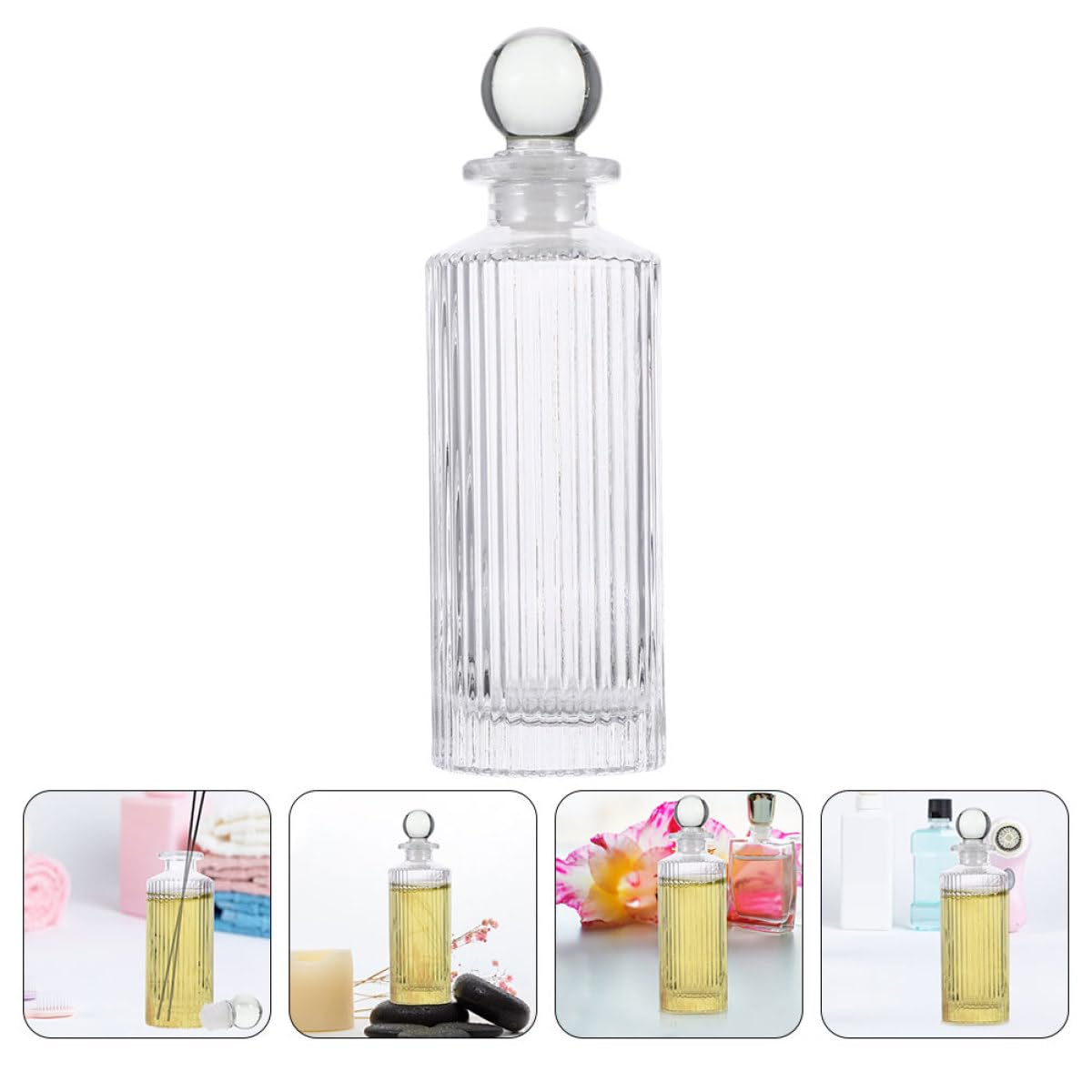 Angoily Flacon Diffuseur de Parfum en Verre Design Simple et Décoratif Diffusion 150ml Ensemble de 12 Pièces pour Maison pour Toute Pièce