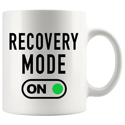 Recovery Mode On Get Well Coffee Mug Gift For Patient Motivational Inspirational Ceramic Cup 11 oz Novelty Drinkware White