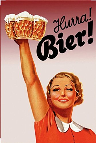 Deko 7 Hurra - Cartel Decorativo de Chapa Cerveza! 30 x 20 cm.
