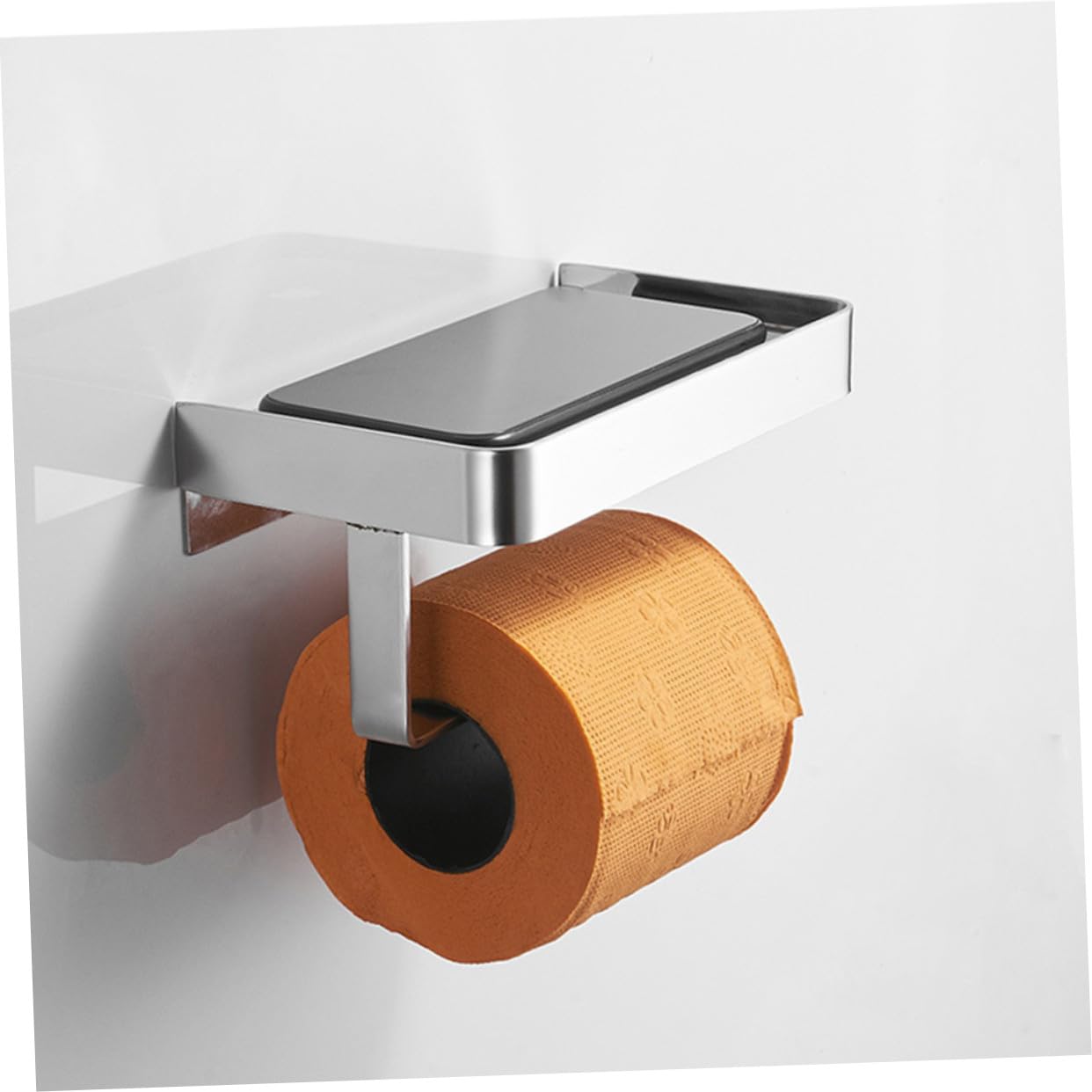 Igienica Ripiano Carta Muro e Acciaio Inossidabile da Porta Superiore con Telefono Bordo Curvato per Bagno Toilette