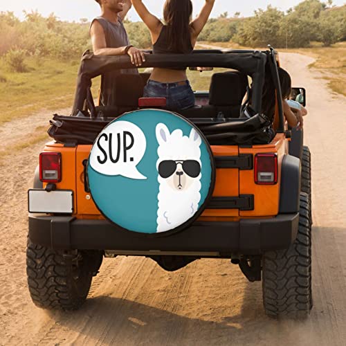 Image of Funny Llama Spare Tire Cover Dust-Proof Wheel Tire Cover Fit Trailer, RV, SUV and Many Vehicle 15 Inch