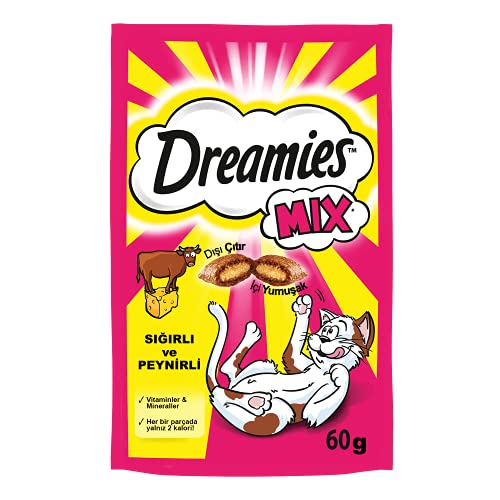 Dreamies Mélange de friandises pour Chat avec bœuf et Fromage - Croustillant à l'extérieur et crémeux à l'intérieur - 6 x 60 g – Image 5