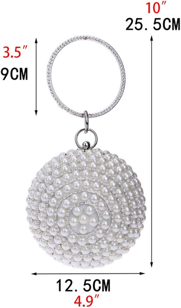 Womens Evening Bag Round Ball Wedding Handbag Artificial Pearl Purse