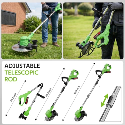 Cordless Weed Wacker, 21V Lightweight Electric Trimmer with 2 x 21V Batteries & Charger – 3-in-1 Grass Trimmer/Brush Cutter/Lawn Edger for Lawn Care by KFM - Used condition - Image 5