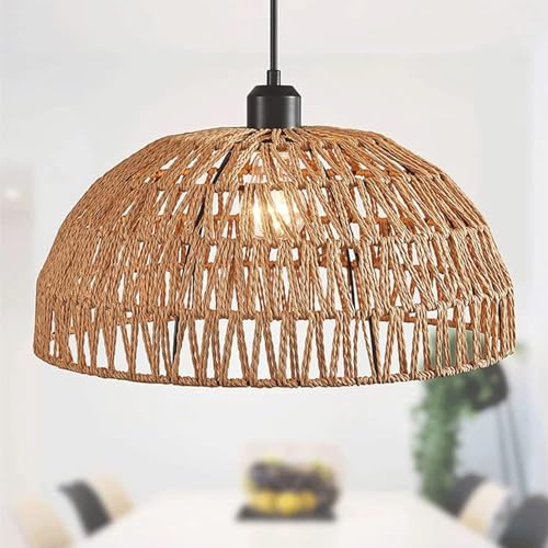 Lámpara de techo colgante de mimbre estilo retro para decoración interior 4