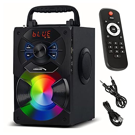 Audiocore AC730 Altavoz Bluetooth Portátil Altavoz Inalámbrico con Potencia de Salida de 11 W/Radio/SD/MMC/AUX-In/USB/Iluminación/Control Remoto/Antena Telescópica/Entrada de Micrófono/Asa