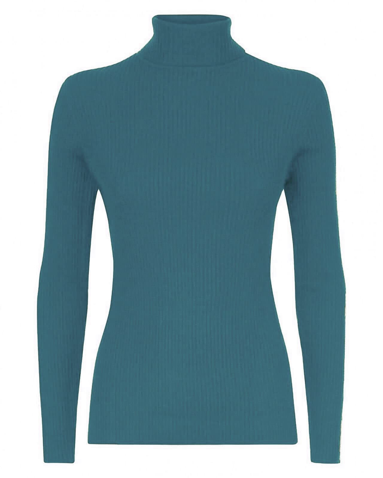 GUBA Womens Polo Neck TOP Ribbed Ladies ROLL Turtle HIGH Neck Jumper Long Sleeve Teal