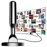 Indoor TV Antenna for Local Channels, Digital HDTV Antenna with 360° Reception, Magnetic Base Indoor TV Aerial for Smart TVs, Supports 4K 1080p, UHF/VHF, Free OTA Channels, No Monthly Fees