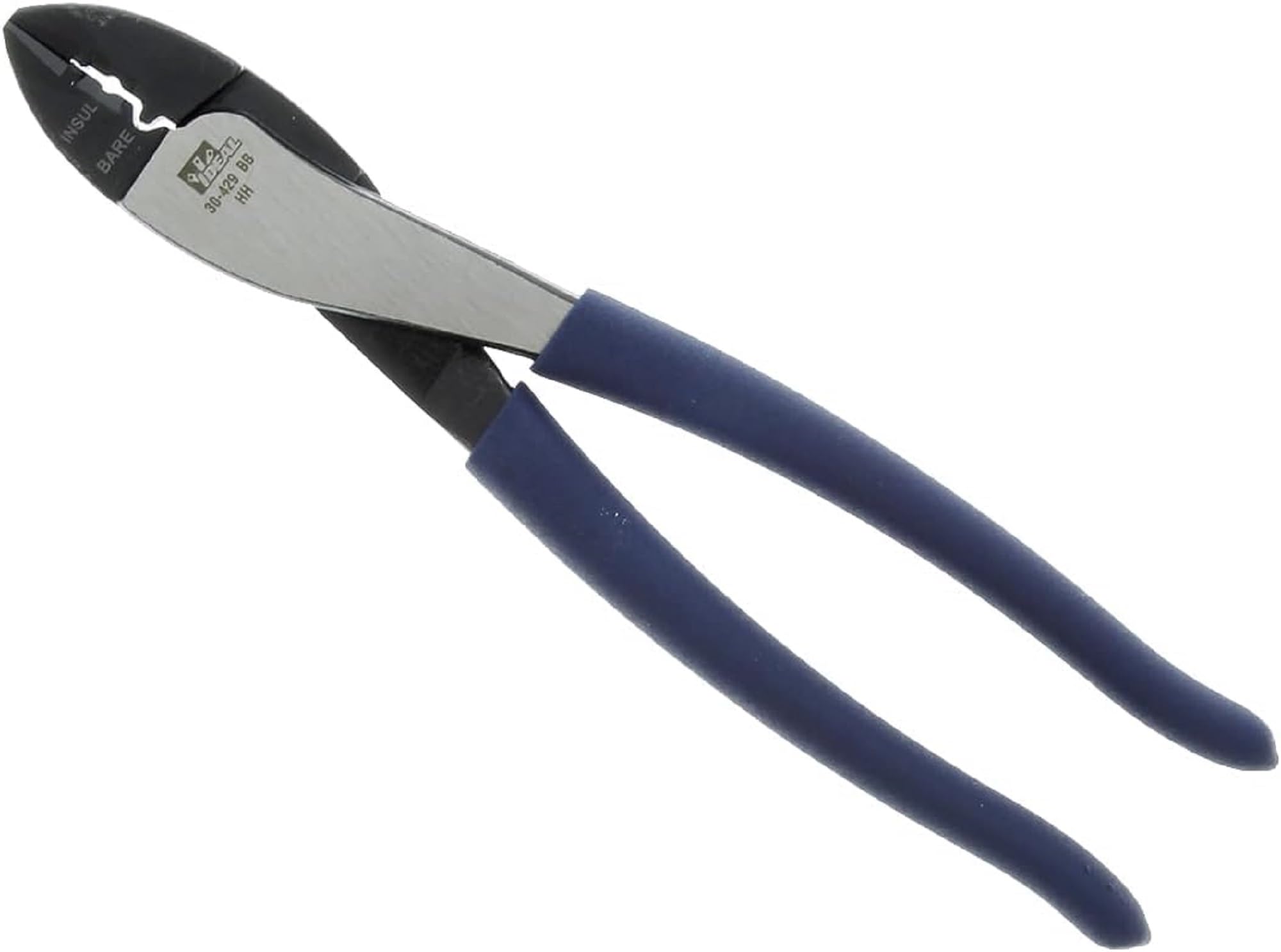 IDEAL Electrical 30-429 Multi-Crimp Tool - 9.75 in., High Leverage Pivot Wire Crimper with Knife-To-Anvil Blades, Dipped PVC Grips