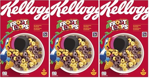 Kellogg's Froot Loops - Cereales con mucho sabor - 375 g (Paquete de 3)