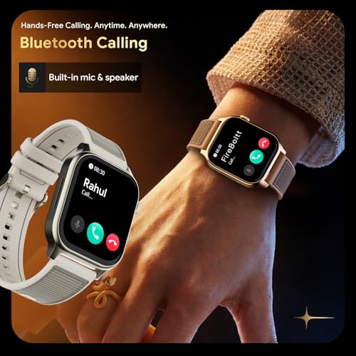 Image of Fire-Boltt Rise Force Smart Watch 1.85 inch Display, Nylon-Fluoroelastomer Hybrid Strap, Rotating Crown, Bluetooth Calling, Dual Button Control, Metal Body Smartwatch for Men and Women Sandstone