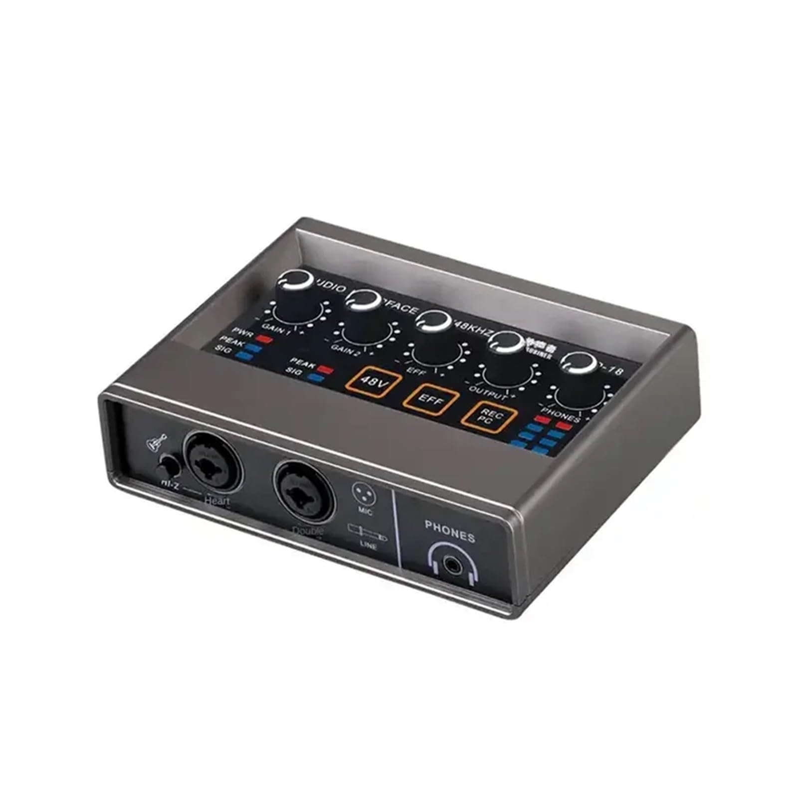 Interfejs Q-16 Karta dźwiękowa 16-bit/48KHz Konwerter Gitara elektryczna Nagrywanie na żywo Profesjonalne studio Śpiewaj Podcast Q-16,Uniwersalna Kompatybilność