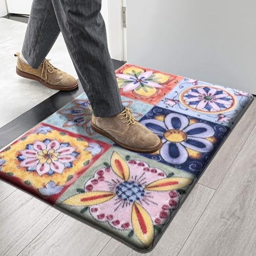 Image of Luxe Home Cuba PVC Door Mats Loop Utillity Anti Fatigue - Mosaic - Cushioned, Non Slip, Washable - Indoor Outdoor Mats for Home, Kitchen, Garage More (51x99 cm)