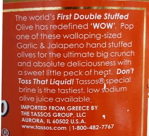Miniatura 8 de Tasso Cosechado y empaquetado en Grecia - Aceitunas de doble relleno, 2 tarros de vidrio de Halkidiki Super Mamut Olives 2 tarros de cristal NT WT.