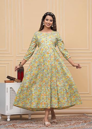 Image of JAIPURFAME Stylish Women's Pure Cotton All Over Printed Kurti Gown, Maternity Dress, and Feeding Dress - Comfortable and Elegant Maternity Wear for Women