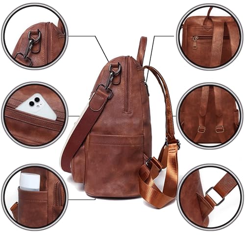 ECOTISH Damen-Rucksack veganem Leder Groß Stylisch Frauen Designer Schultertasche Reiserucksack mit Quaste Cityrucksack Rucksacktasche (02Braun)
