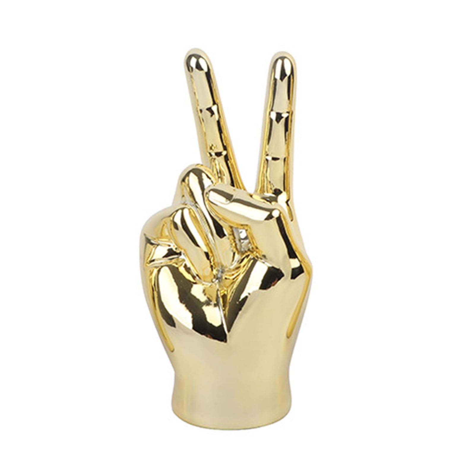 Burloe Gold Gesture Sculpture, Resin Finger Statue Hand Gestured Desk Statues Finger Sculpture Decoration Desktop Ornaments Argent Peace Hand Decorations,,2
