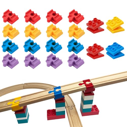 wooden train track accessories 20 pcs wooden track connector compatible with all major brands wood train track christmas birthday gift for boys girls train toys expansion pack for kids ages 3