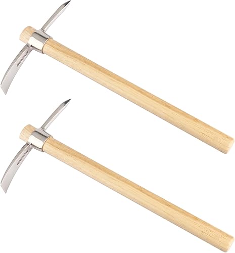 2 piezas de hacha Mattock Pick de 16 pulgadas, azada de acero inoxidable, púa de jardín, selección de mattock para deshierbe, aflojar el suelo,