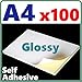 GoldenTrading 100 x A4 White Glossy Self Adhesive Sticker Paper Full Sheet Label Laser Inkjet Print