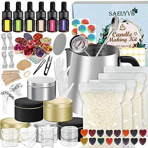 Candle Making Kit,DIY Candle Making Kit,Easy to Make Colored Candle Soy Wax Kit,Including Soy Wax, Wicks,Melting Pot, Tins,Dried Flowers and More Candle Making Kit,DIY Candle Making Kit,Easy to Make Colored Candle Soy Wax Kit,Including Soy Wax, Wicks,Melting Pot, Tins,Dried Flowers and More