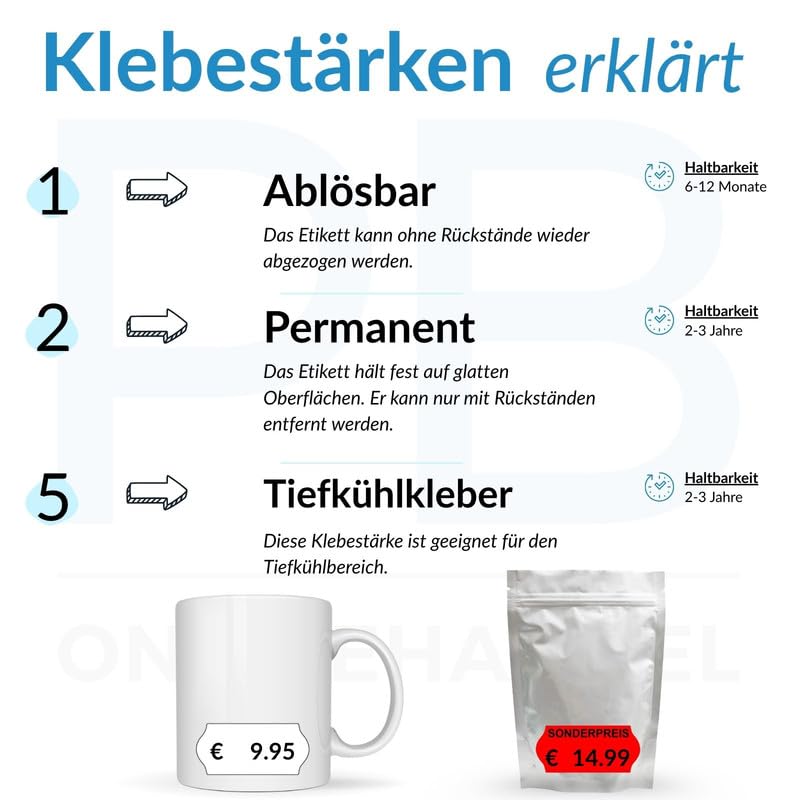 PB-Onlinehandel – Preisauszeichner Gerät Set UNO C8 rot 8-stellig inkl. 7500 Etiketten weiß ablösbar – Handauszeichner Warenauszeichnung mit einfachem Etiketten- & Farbrollwechsel