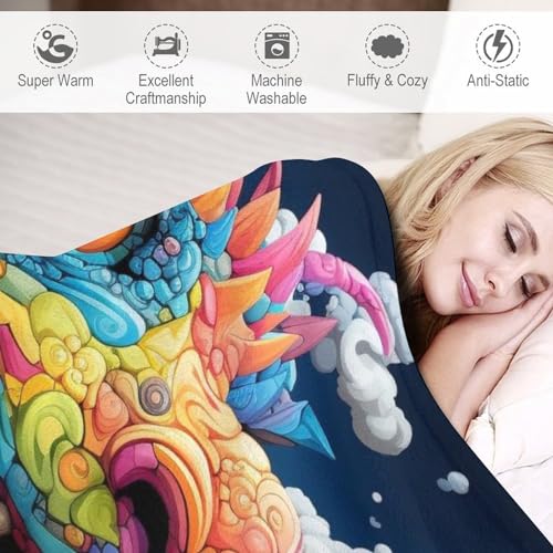 Couvre-lit dragon doux en flannel lavable de 130x150cm - 6