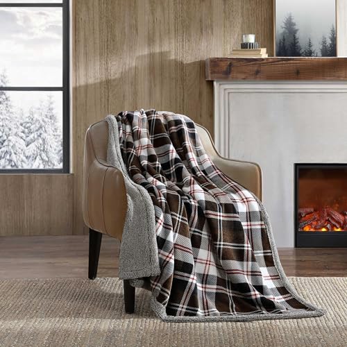 Image of Eddie Bauer - Throw Blanket, Ultra-Soft & Reversible Plush Bedding, Blanket for Couch & Bed (Trailhead Plaid Brown, 50 inch x 70 inch)