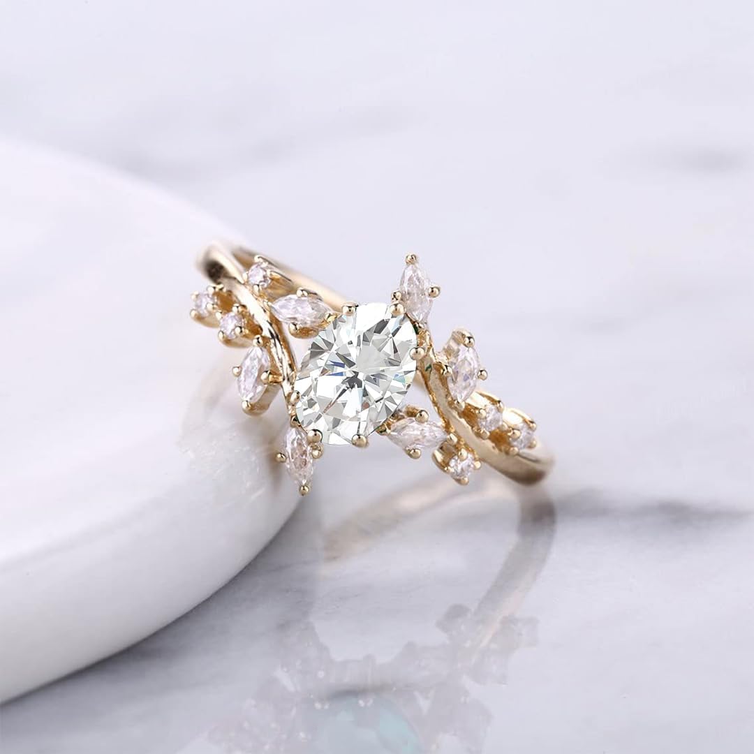 YDD Engagement Rings for Women Oval Cut Gemstone Rings for Women 10K 14K 18K White Yellow Rose Gold Wedding Ring Anniversary Promise Ring Birthstone Statement Rings